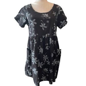 Fresh Produce Navy floral print babydoll dress size small